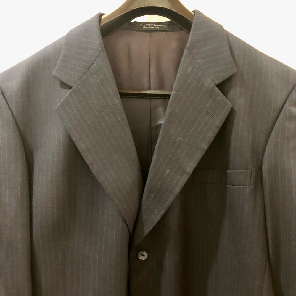 3 Piece Suit Black with Gray Stripe Size 41L